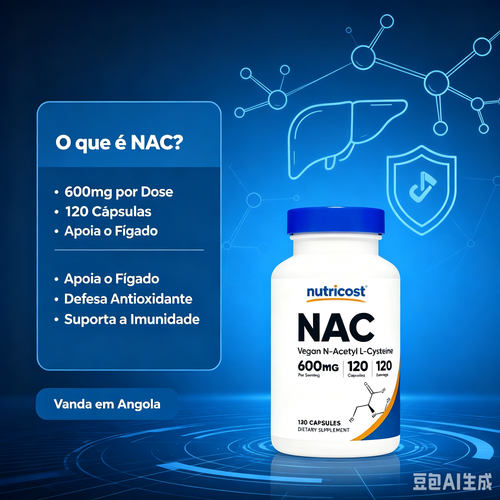 Cápsulas de suplemento de N-acetil L-cisteína (NAC) da Nutricost