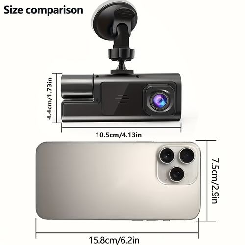 Dash Cam Front And Inside, Front Camera 1080P And Inside Camera 720P Recording Car DVR Cam with 170° Wide Angle, Night Vision, Small Dash Camera for Cars, 24H Parking Monitor, Loop Recording, G-Sensor, Without SD Card