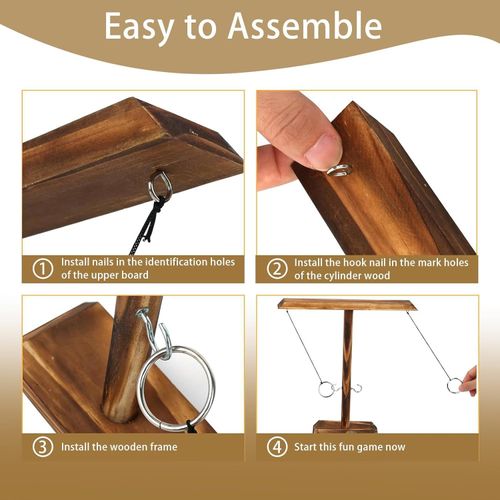 Large Ring Toss Game for Adults Kids, Hook and Ring Toss Game with Shot Leader