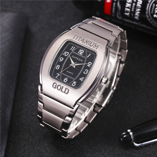 Fashion Watch Titanium Alloy Stainless Steel Band Quartz Mens Watch