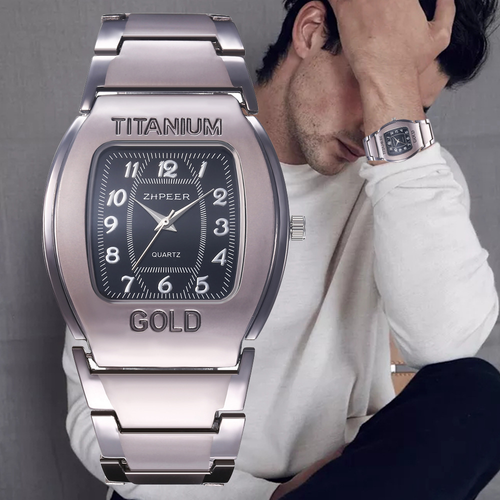 Fashion Watch Titanium Alloy Stainless Steel Band Quartz Mens Watch