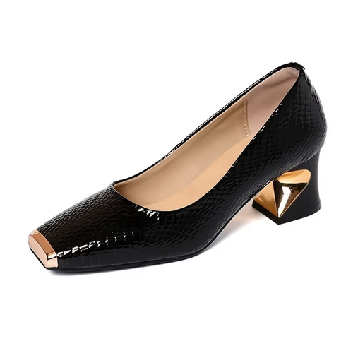 New metal iron toe shallow mouth single shoe for women french style
