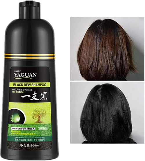 Instant Black Shampoo for Grey Hair, Black Plant Dye for Men and Women