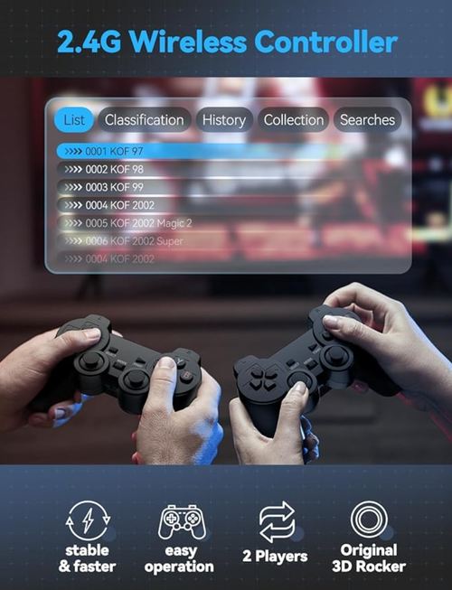 M8 Retro Game Stick with 2.4G Wireless Controller Gamepad, 4K Ultra HD, HDMI TV Connection, Double Rocker Control