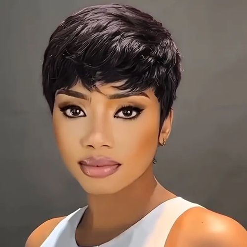 Chic 6-Inch Pixie Cut Wig with Bangs