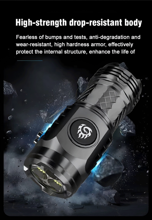 2000 Lumens Rechargeable LED Flashlight, High Brightness 5‑Light Modes Waterproof Pocket Work Light