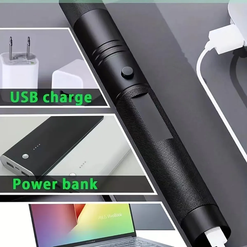 Long Range Tactical Green Laser Pointer - Rechargeable Flashlight with Adjustable Star Cap - Cat Toys and Outdoor Use