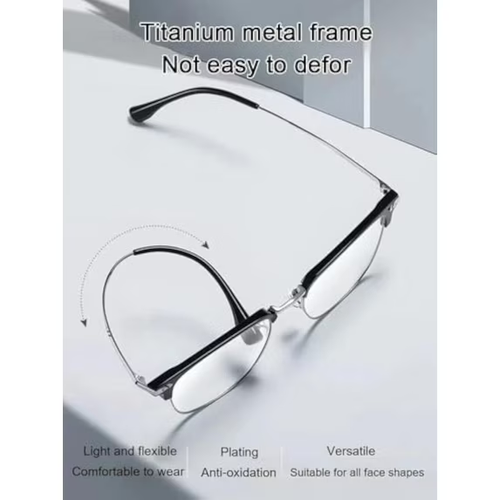 Ultra Light Anti Blue Presbyopic Glasses, Titanium Frame HD Reading Glasses with Spring Hinge, Unisex Anti Eyestrain Glare UV