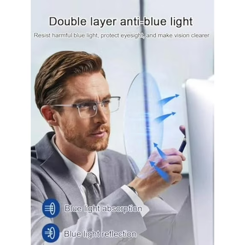 Ultra Light Anti Blue Presbyopic Glasses, Titanium Frame HD Reading Glasses with Spring Hinge, Unisex Anti Eyestrain Glare UV