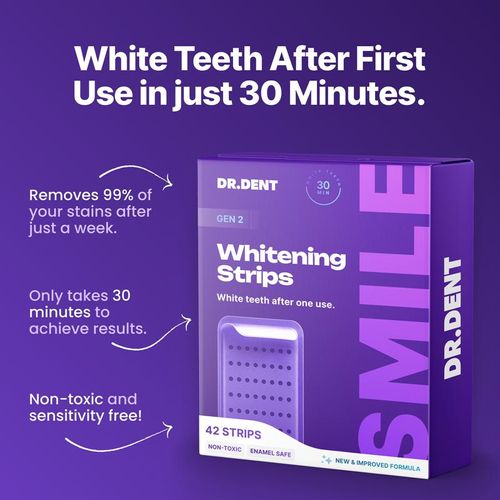 Purple Teeth Whitening Strips Whitening Sessions - Safe for Enamel - Non Sensitive Teeth Whitening  Peroxide-Free