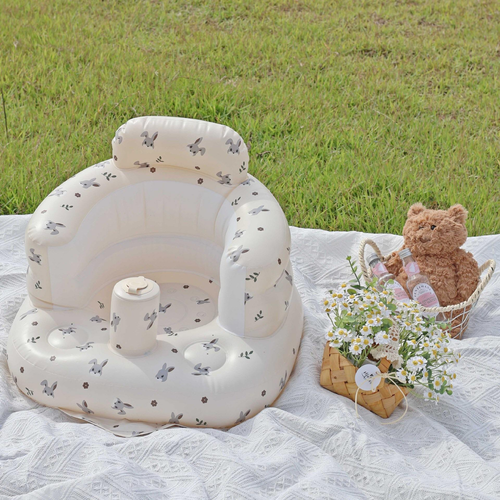 Olive-Print Inflatable Baby Floor Seat – Safe & Supportive Chair for Toddlers