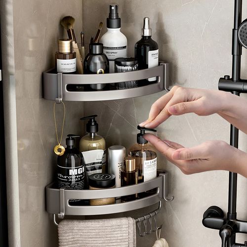 Bathroom storage rack space aluminum triangle wall corner wall mounted punch-free light luxury toilet storage