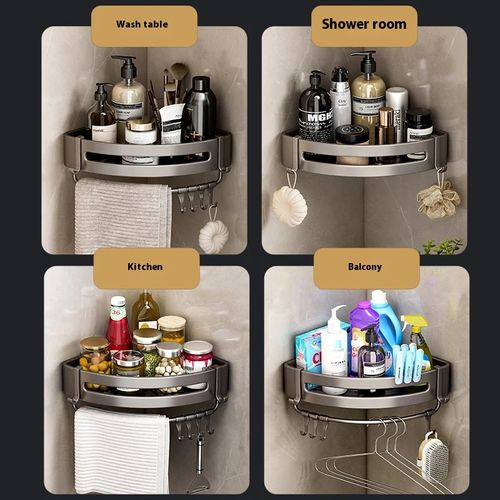 Bathroom storage rack space aluminum triangle wall corner wall mounted punch-free light luxury toilet storage