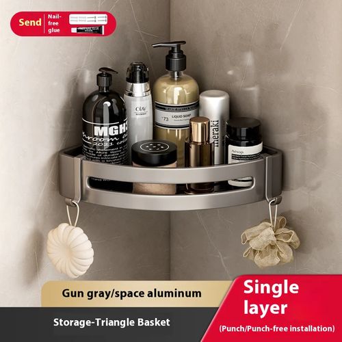 Bathroom storage rack space aluminum triangle wall corner wall mounted punch-free light luxury toilet storage