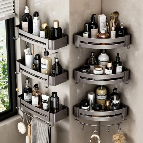 Bathroom storage rack space aluminum triangle wall corner wall mounted punch-free light luxury toilet storage