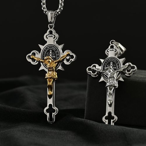 St. Benedict Exorcism Cross Necklace - Bless you and your family