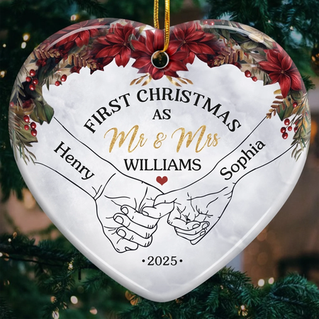 Custom Ceramic Ornament --  Forever Begins This Christmas