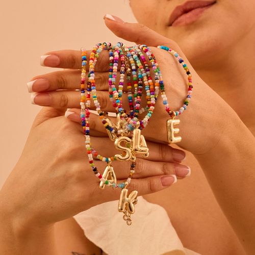 🎁 Colorful Beaded Initial Necklaces