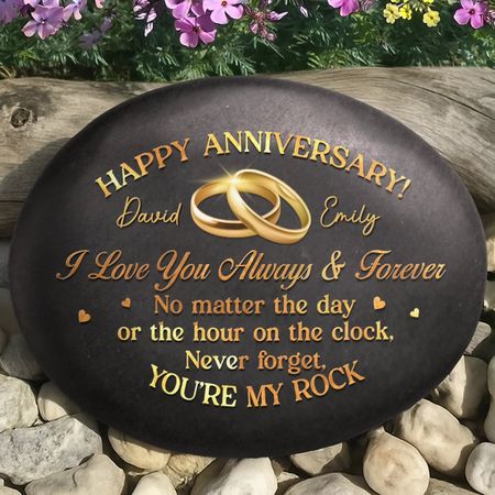 Custom Printed Rock - Personalized Anniversary Wedding Gifts