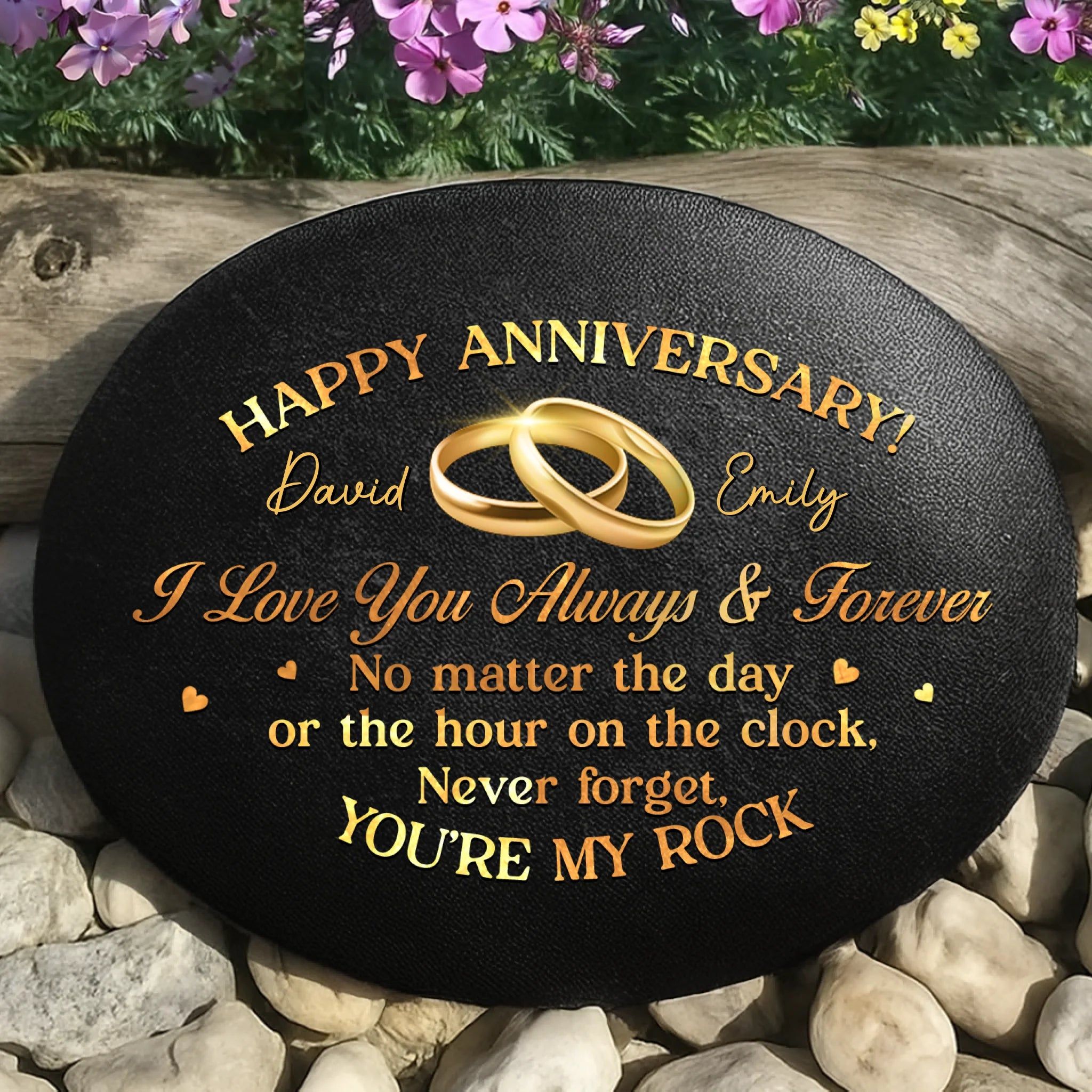 Custom Printed Rock - Personalized Anniversary Wedding Gifts
