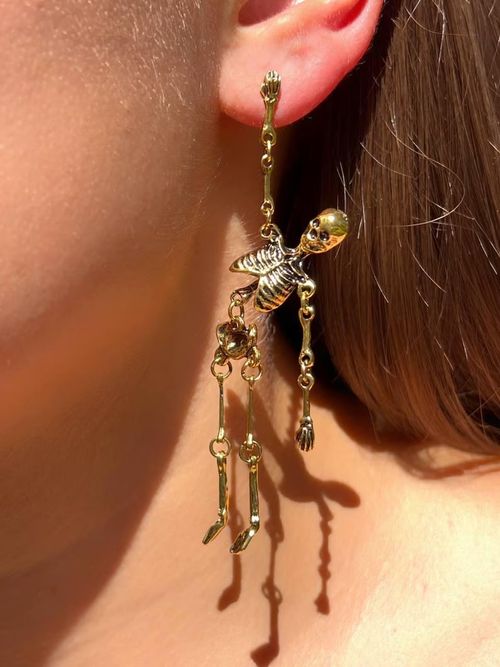🔥Gold Skeleton Earrings – Halloween Gothic Skull Jewelry💀