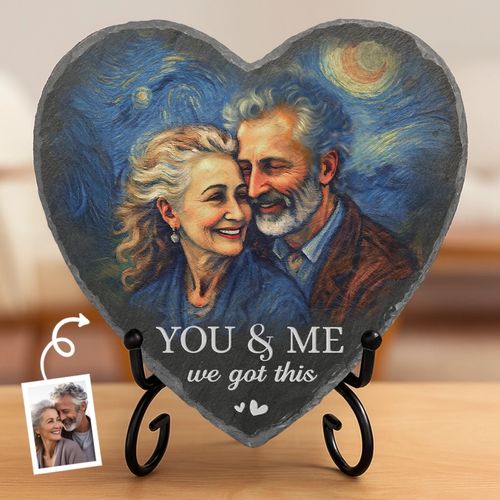 Custom Photo Heart Shaped Stone With Stand