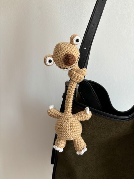 Handmade Crochet Prehistoric Sloth Bag Charm