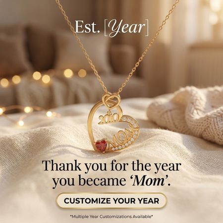 💖 Year of My Mom – Personalized Heart Necklace