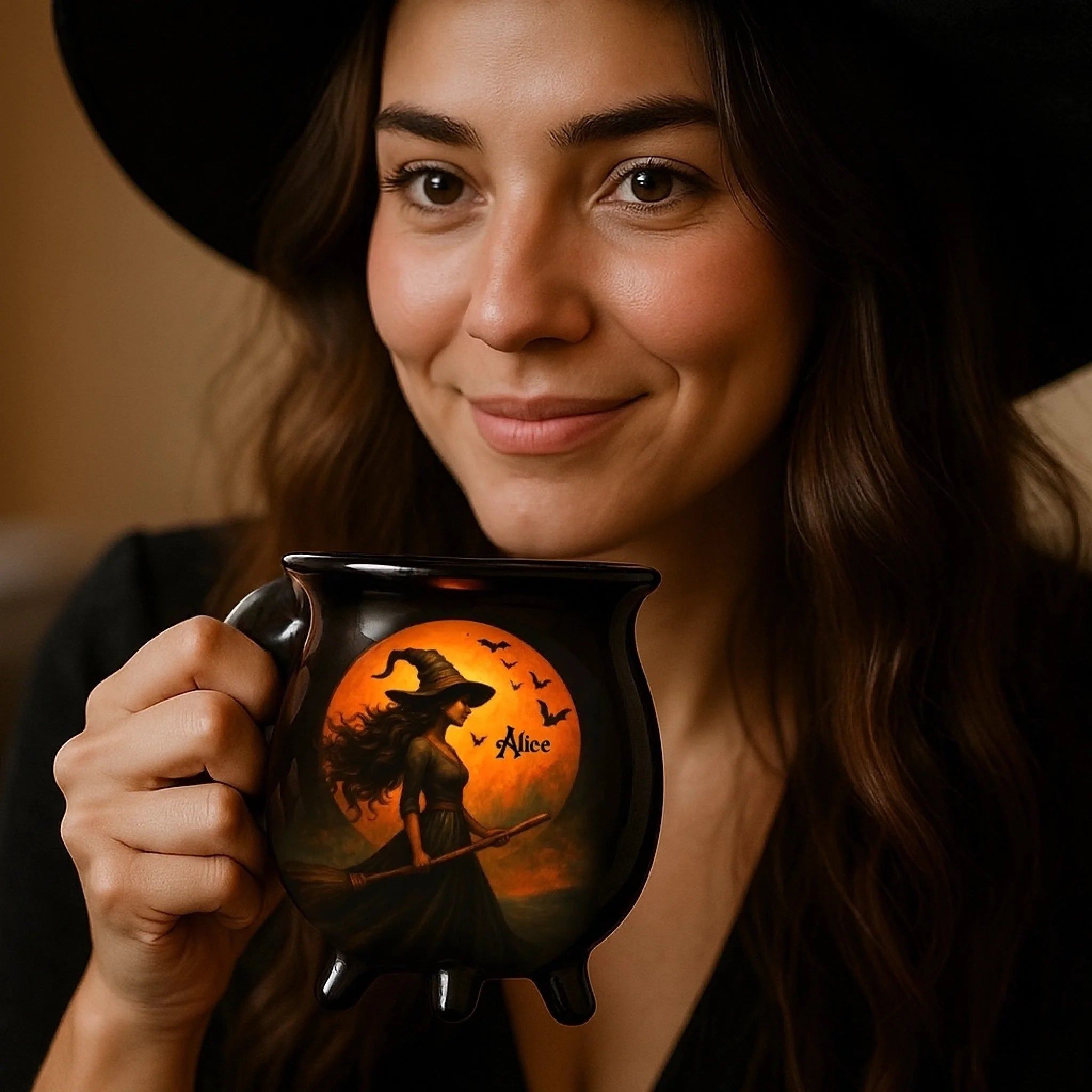 Custom Witch Cauldron Mug - Personalized Halloween Gifts - Witching You a Wicked Brew