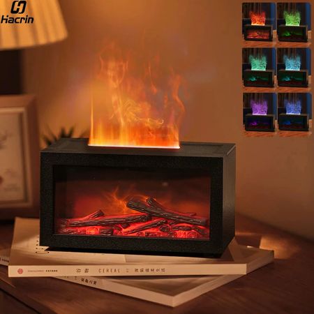 🔥 Cozy Flame Aroma Diffuser – Realistic Fireplace 🕯️🌿