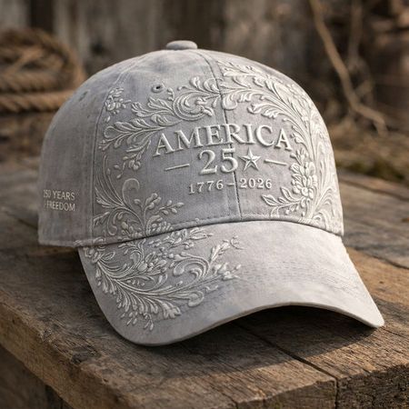 Unisex casual hat with a 250th anniversary of the United States commemorative print.