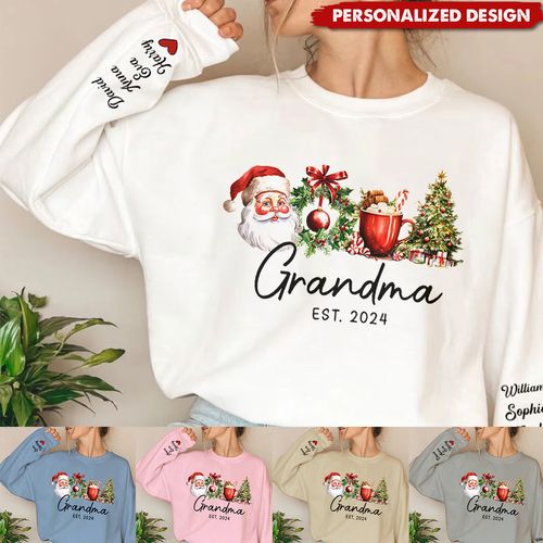 2025 Santa Claus Christmas Grandma With kids Sweatshirt