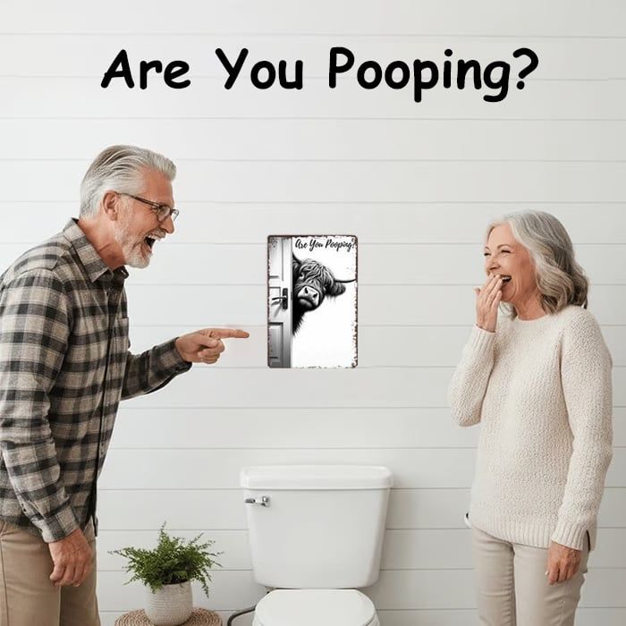 Vintage Highland Cow Sign – Are You Pooping?