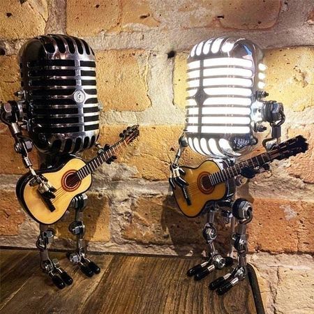 🎁Vintage Metal Microphone Robot Desk Lamp - Get Free Guitar