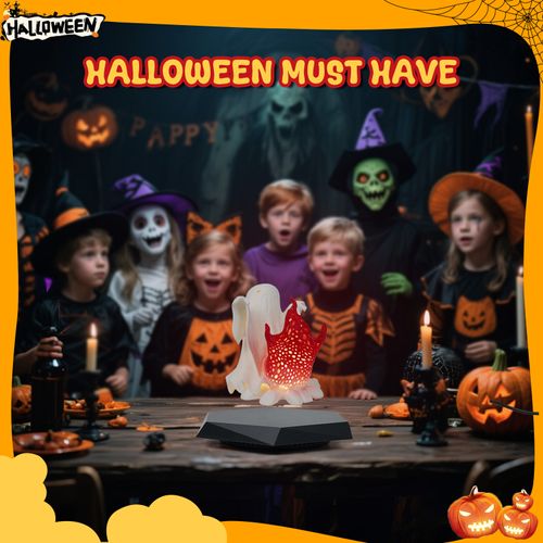 👻Levitating Ghost with Flame LED Light – Halloween Floating Decoration🔥