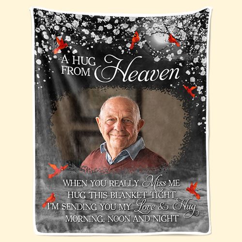 Custom Photo A Hug From Heaven - Memorial Personalized Custom Blanket