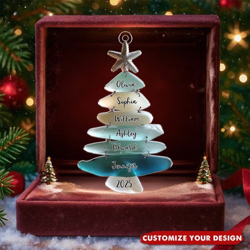 🎄Personalized Sea Glass Christmas Tree Ornament