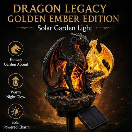 🐉 Solar-Powered Twin Dragon Garden Sculpture Light-Fantasy Outdoor Decor