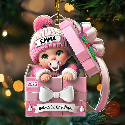 Personalized Baby in Gift Box - Baby First Christmas