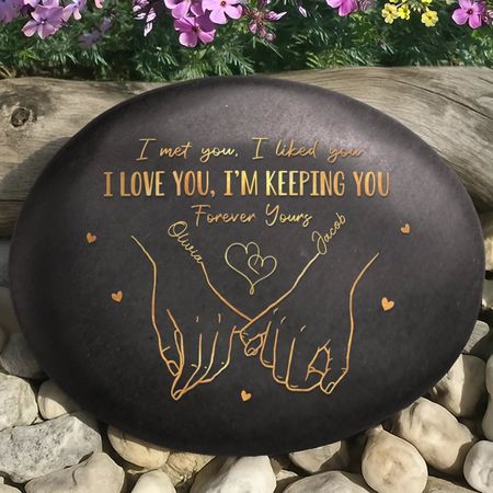 Custom Printed Rock - Personalized Anniversary Wedding Gifts For Husband And Wife - Hand In Hand, Come What May