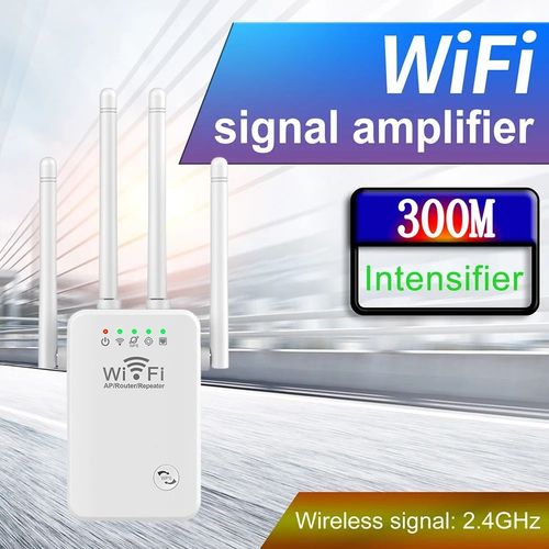 WiFi Extender Booster 2.4 GHz Network Expander Router 300Mbps Easy Setup 4 Antenna Long Range for Home with Ethernet Port