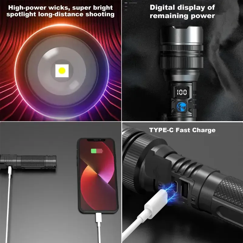 2-in-1 POWER BANK FLASHLI I'mGHT | Super Bright, USB Rechargeable, Zoomable | Camping, Emergency, Fishing  shopping fyp  oryou  flashlight  life  householdappliances  US OutdoorFun
