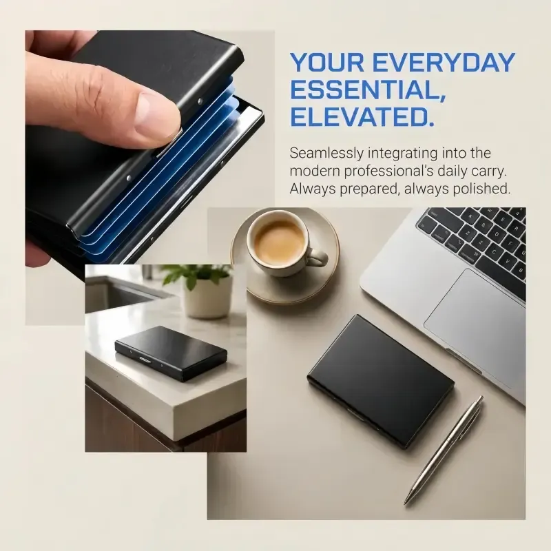 Men's Minimalist RFID-Blocking Metal Card Holder—Ultra-Thin Stainless Steel Business Credit Card Protector, Portable Pocket Security ID Holder, Ideal for Men's Business Travel, Perfect Gift