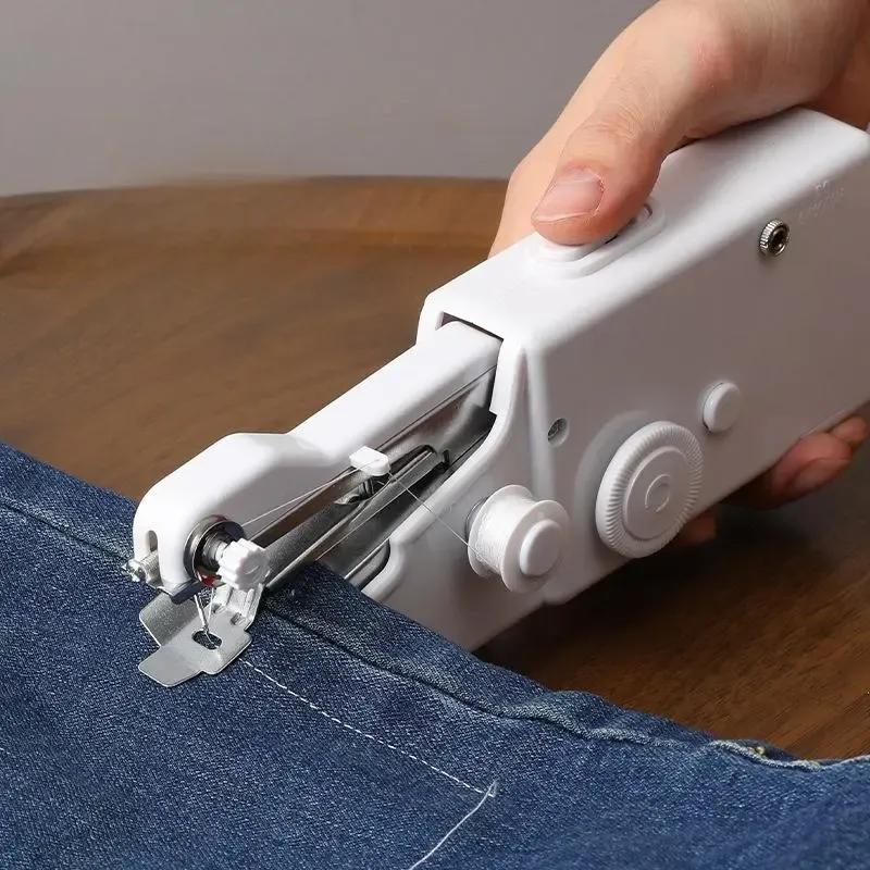 Pocket-Size Power Compact Sewing Machine - Cordless Handheld Sewing Supplies Crafts Device with Accessory Kit, Lightweight, Quick Stitching, Easy Operation for Beginners (No Battery, No Magnets, Compact Size)