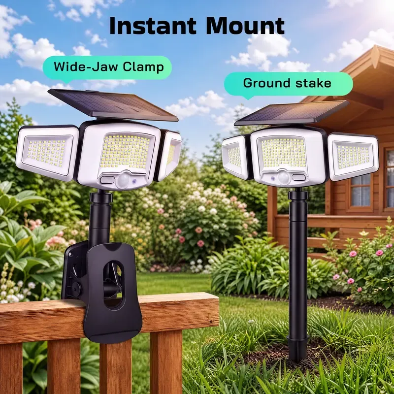 Solar Outdoor Lights 2500LM 210LED Security Lights,3 Heads Dimmable SpotLights with 3 Modes,IP65 Waterproof,Suitable for Yard, Garage, Porch,Patio, Garden,Farm,Chicken Coop, Barn,Horse Stable,Pool,2026 Upgrade