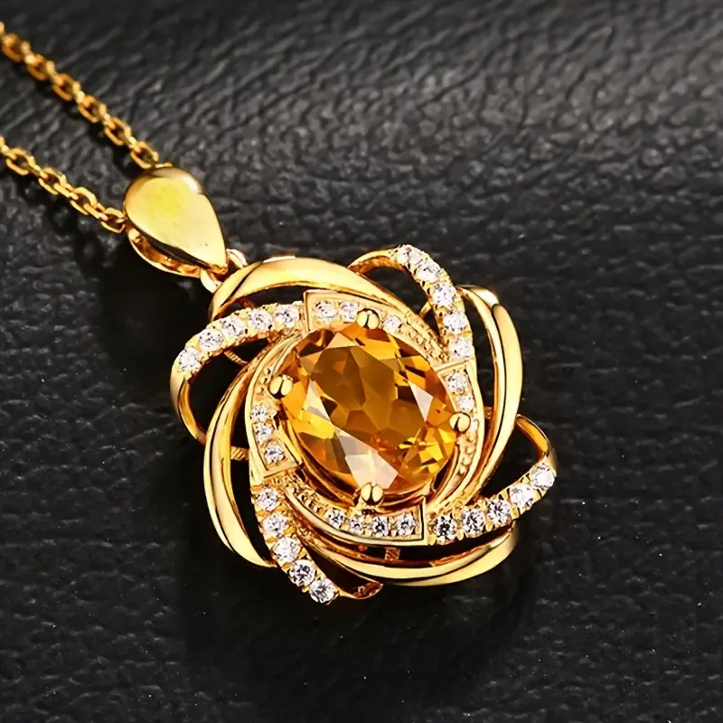 1Pcs Fashionable Elegant Spiral Flower Women's Pendant Necklace Exquisite Valentine's Day Wedding Bridal Jewelry Gift