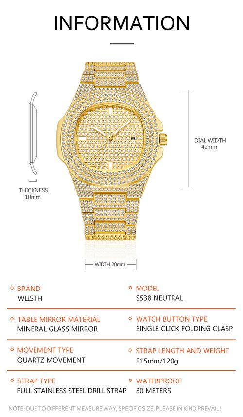 Luxury all-diamond quartz watch