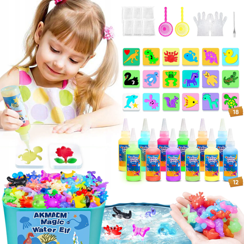 💥(14 bottle set plus 2 bottles)🦀Magic Water ELF, Children Handmade Aqua Gel Sensory Toy Set🐟