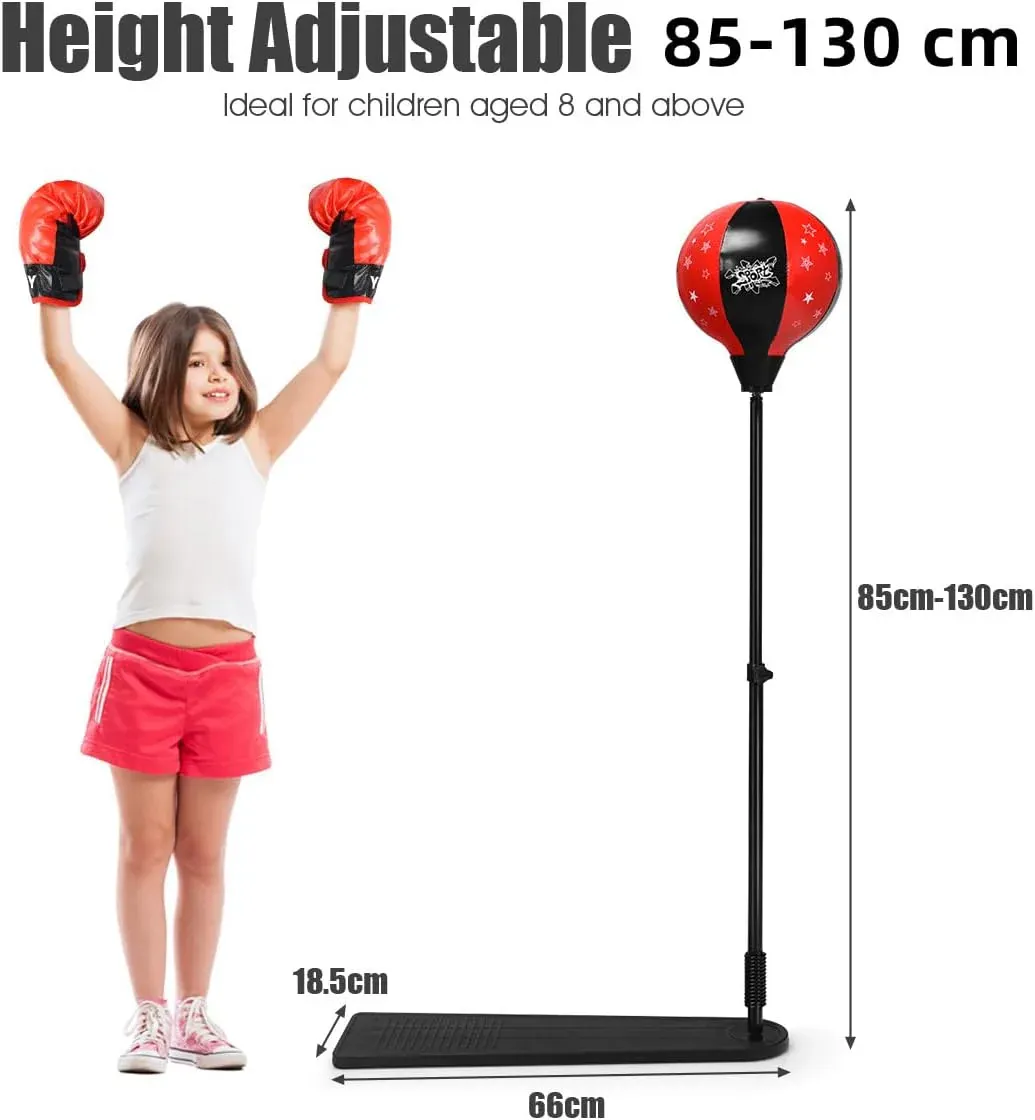 Kids Boxing Stand + Gloves and Pump (Height-Adjustable)