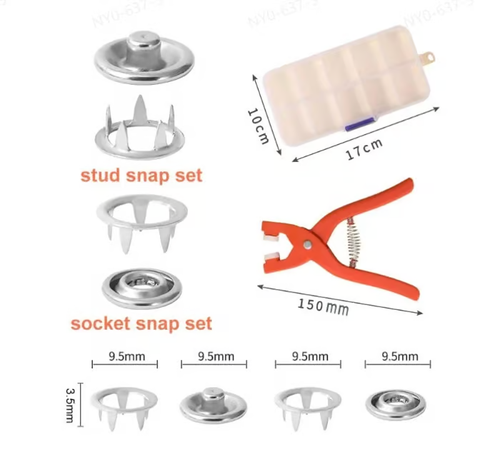 👍Metal Snap Buttons with Fastener Pliers Tool Kit🛠️💡